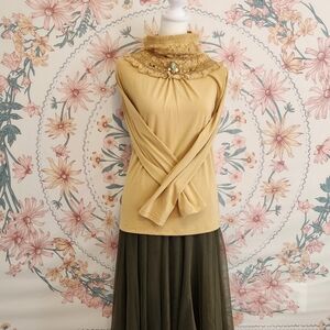 Axes Femme orange turtle neck long sleeve top cottage core mori kei fall